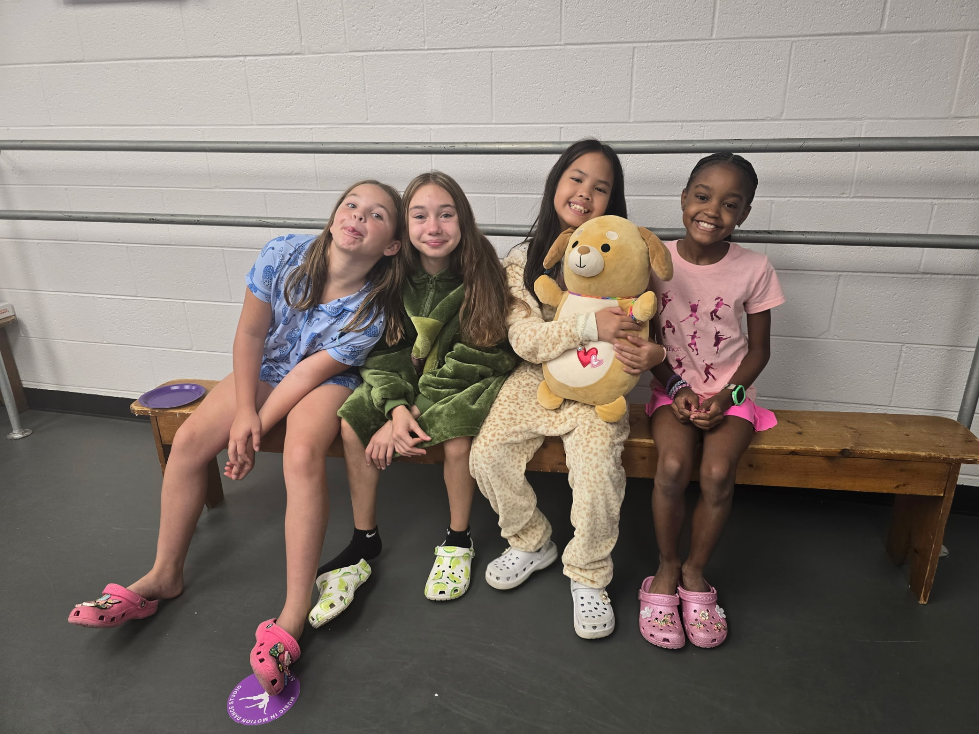Company dancers gathered in the studio during a lock in